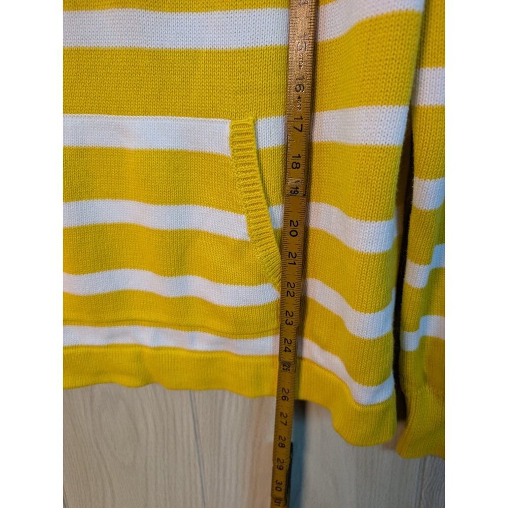 LRL Lauren Ralph Yellow White Quarter Zip Sweater Womens Size XL Cotton - Picture 6 of 6